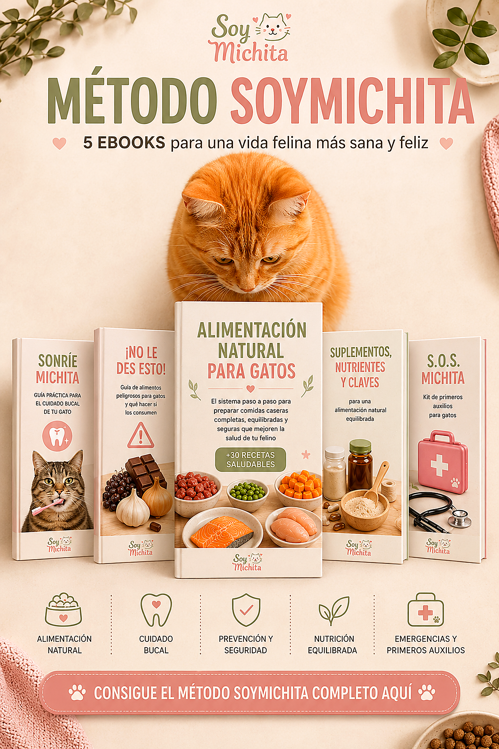Alimentación natural para gatos: El sistema paso a paso para preparar comidas caseras completas, equilibradas y seguras que mejoren la salud de tu felino + 30 recetas saludables listas para preparar